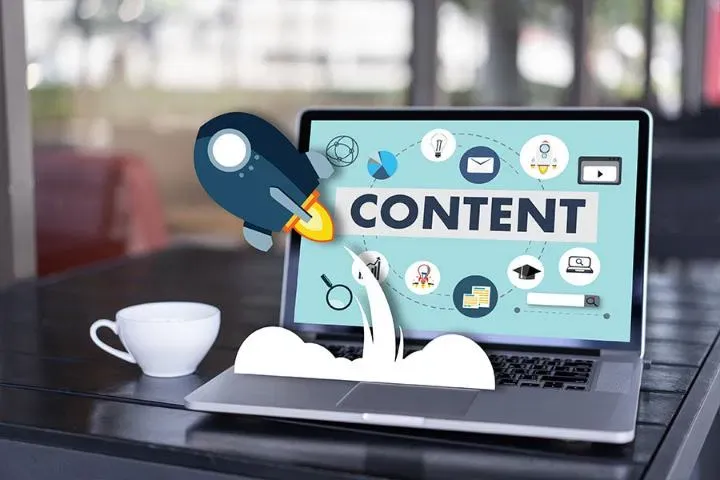 Laptop showing a content strategy concept